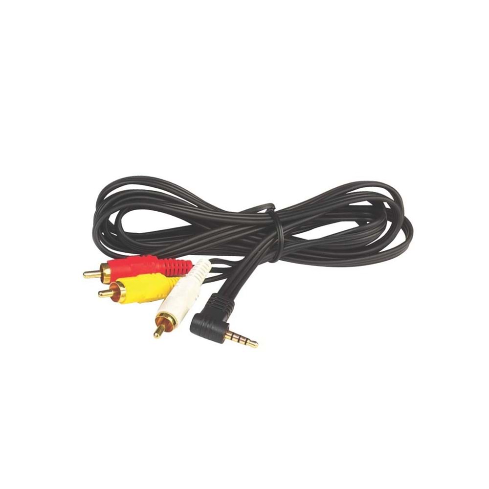AV KABLO 3RCA TO AUX 3,5MM 3 BOĞUM UZUN JACK (TÜPLÜ TVYE HD UYDU BAĞLAR)