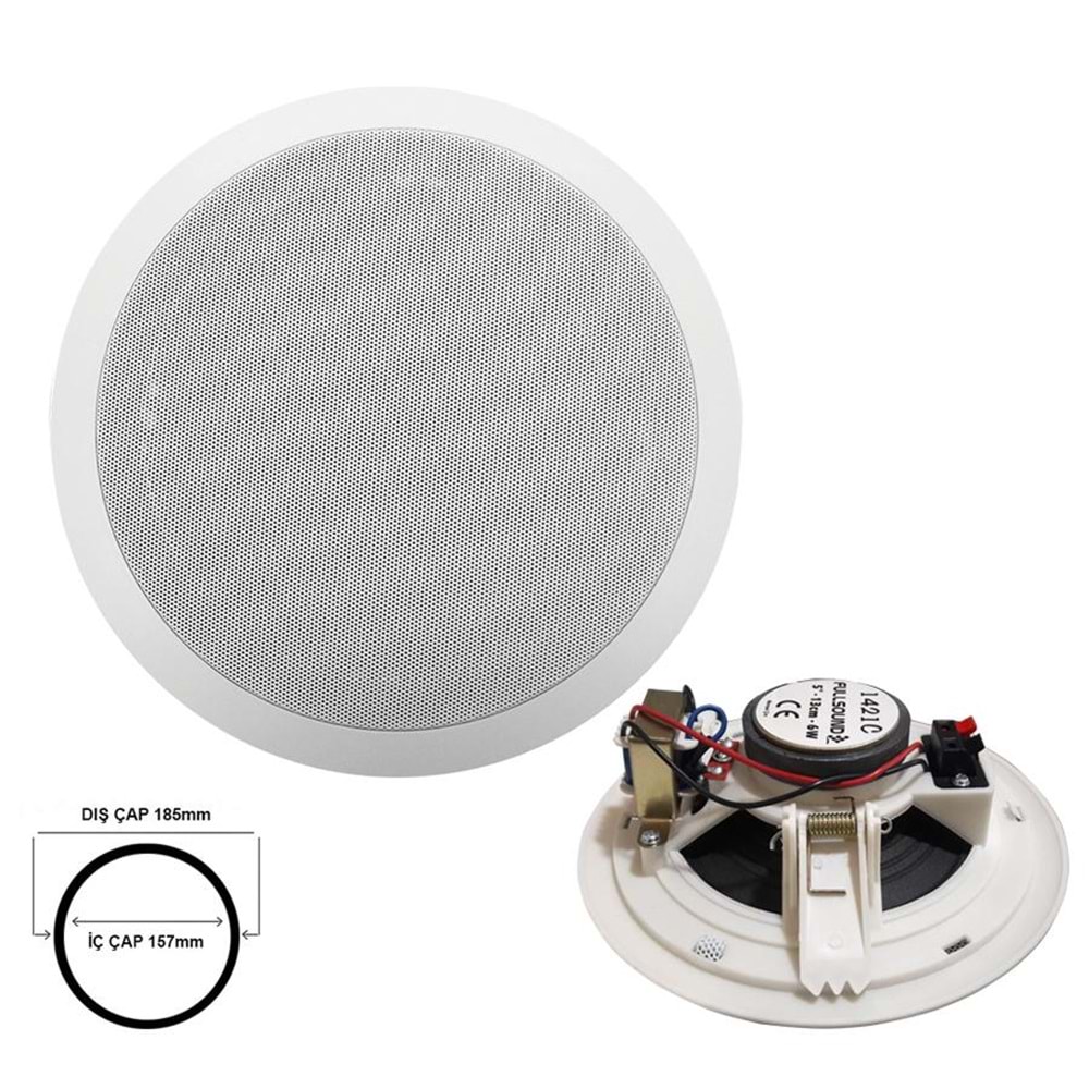 FULLY K-1421C Alçıpan Tavan Hoparlör 13cm 10 Watt Trafolu Beyaz