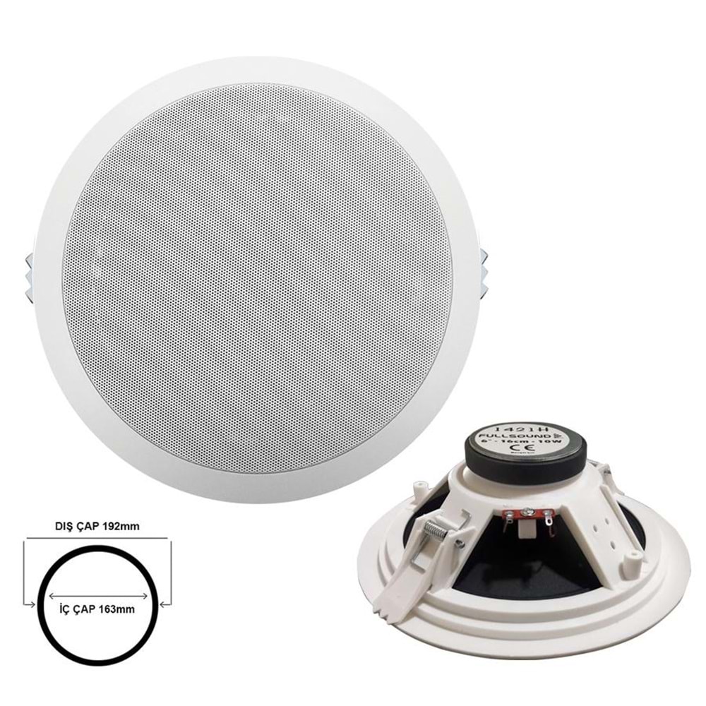 FULLY K-1421H Alçıpan Tavan Hoparlör 16cm 10 Watt Beyaz
