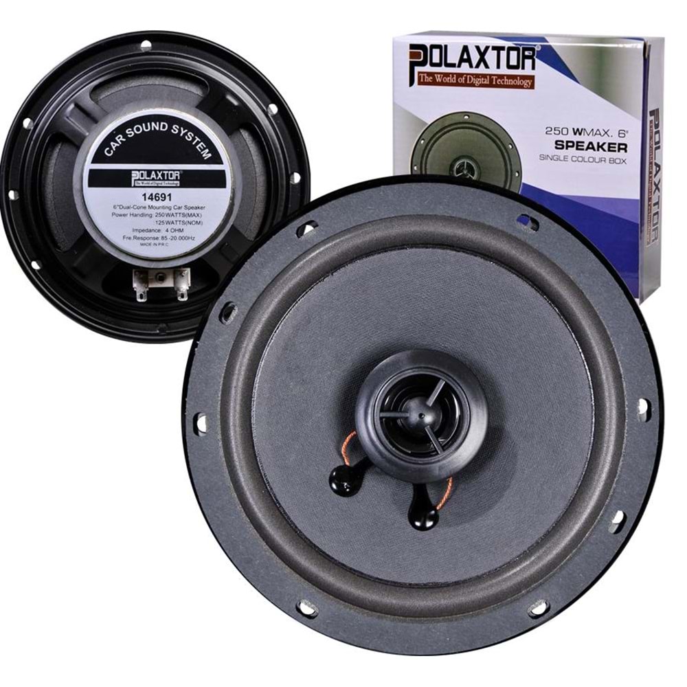 POLAXTOR PLX-14691 Oto Hoparlör 16cm 250 Watt Tweeterli 1 Adet