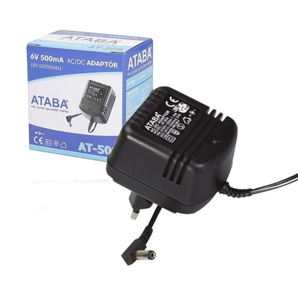 ADAPTÖR 6V 500MA AC/DC ATABA AT-506
