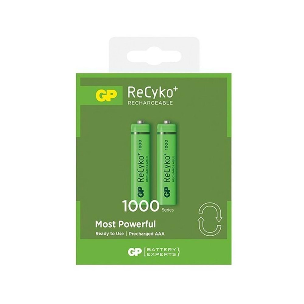 GP RECYKO Şarjlı Pil AAA İnce Kalem 950 Mah 1000 Series Ni-Mh 2Li Paket