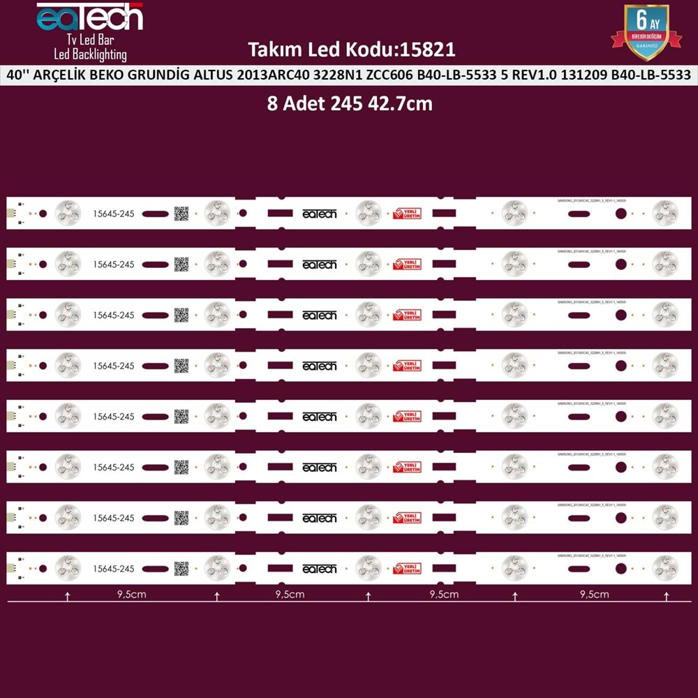 MBLED (8X245) 40 İnç Arçelik Beko Grundig Altus 2013Arc40 3228N1 Zcc606 A40Lb5433 A40Lb6536 Al40L5531 Rev1,0