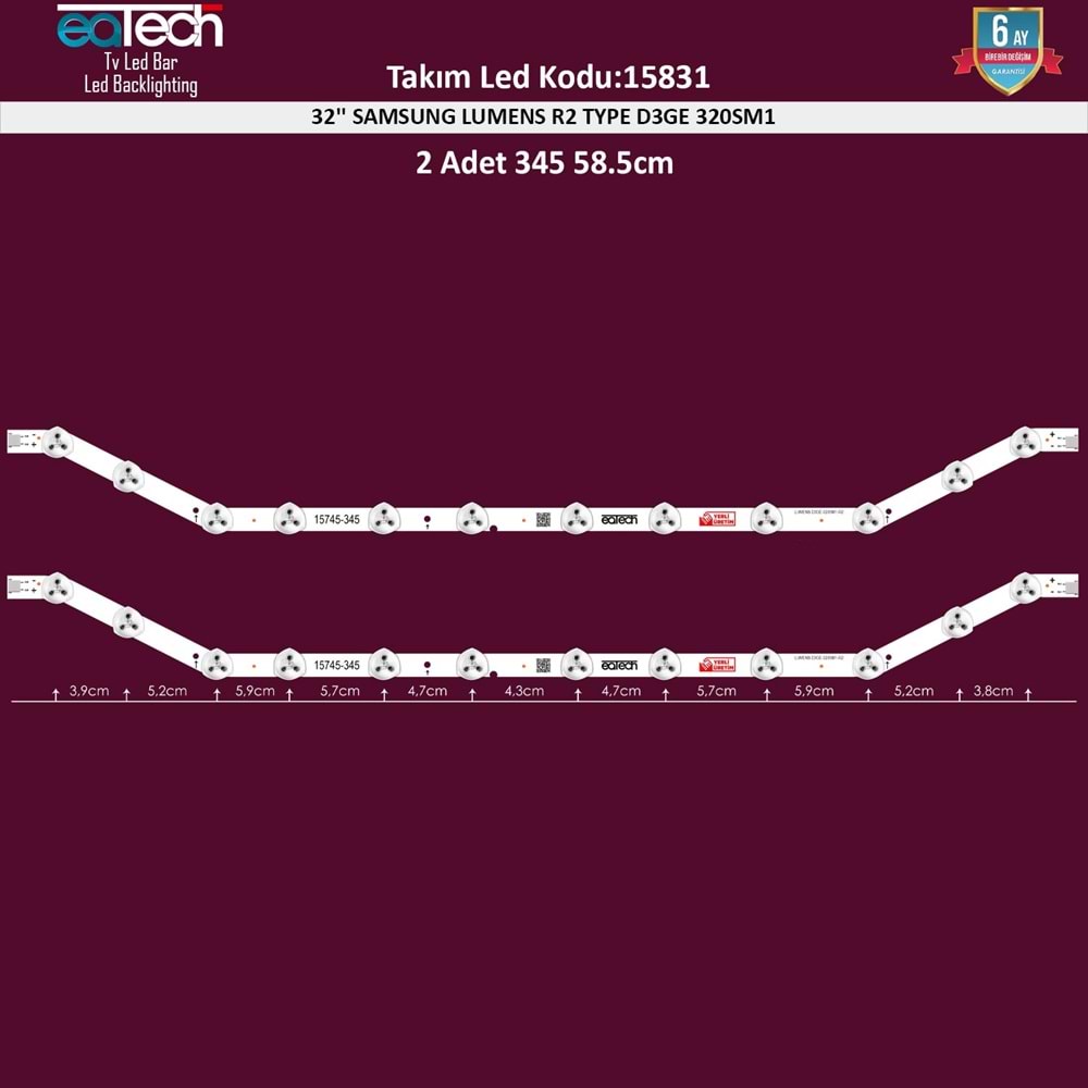 MBLED (2XPCB) 32 İnç Samsung 12D-320Smo-R2 Svs32 D3Ge-320Sm1 Ue32H6303 Ue32Eh5000Wxzt Ue32H5373As