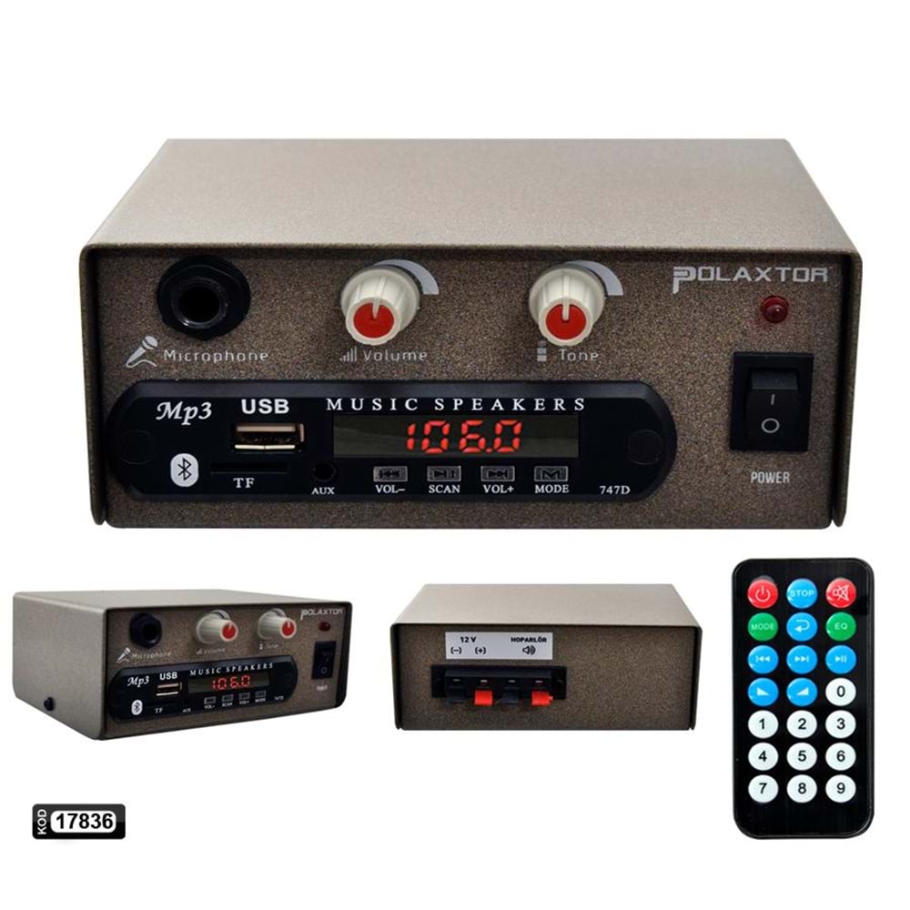 POLAXTOR Pazarcı Anfisi 12V 50 Watt Bluetooth Usb Sd Fm