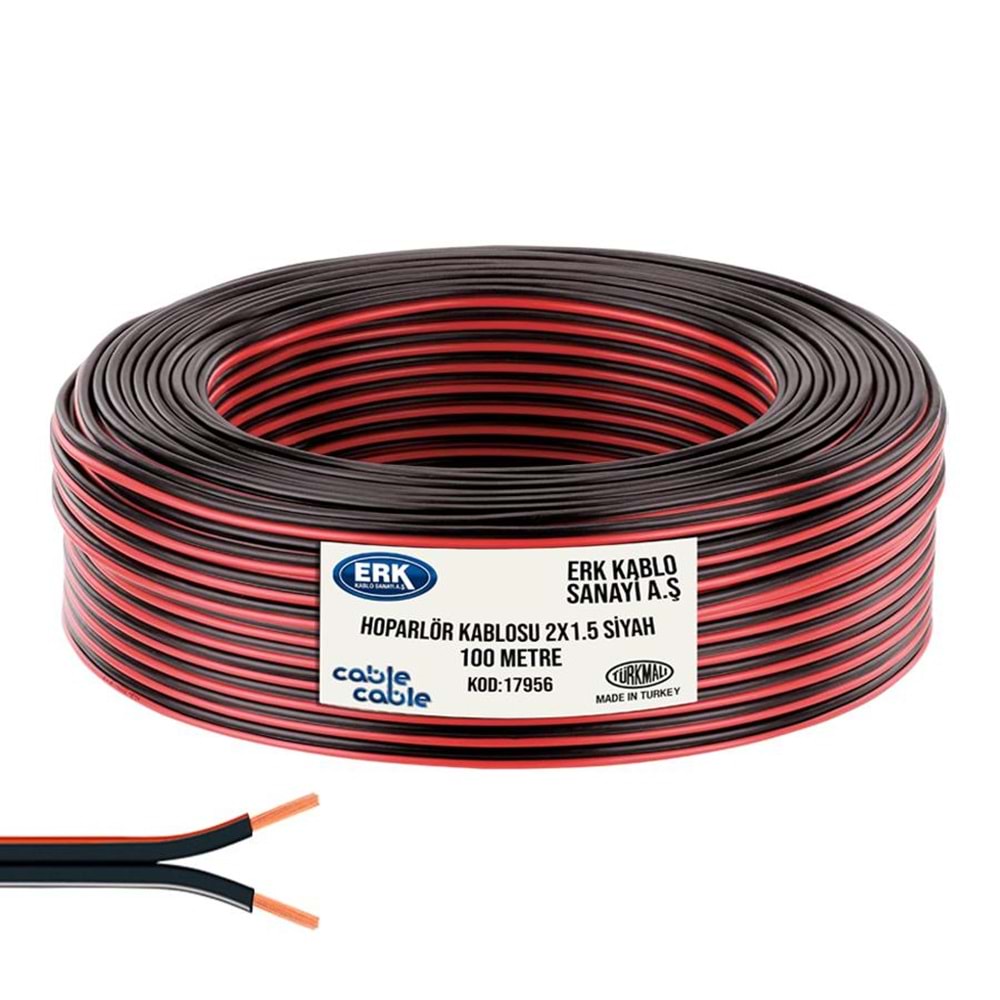 RBC Hoparlör Kablosu Kordon 2x1,5 Siyah 100 Metre