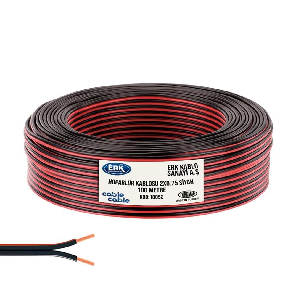 RBC Hoparlör Kablosu Kordon 2x0,75 Siyah 100 Metre