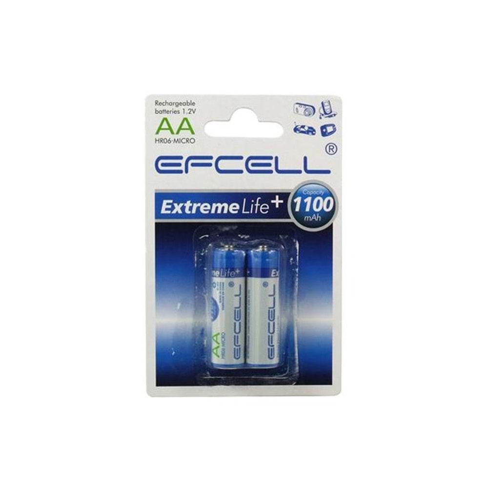 ŞARJLI PİL AA KALEM 1100MAH (2 ADET) Nİ-MH EFCELL HR-06