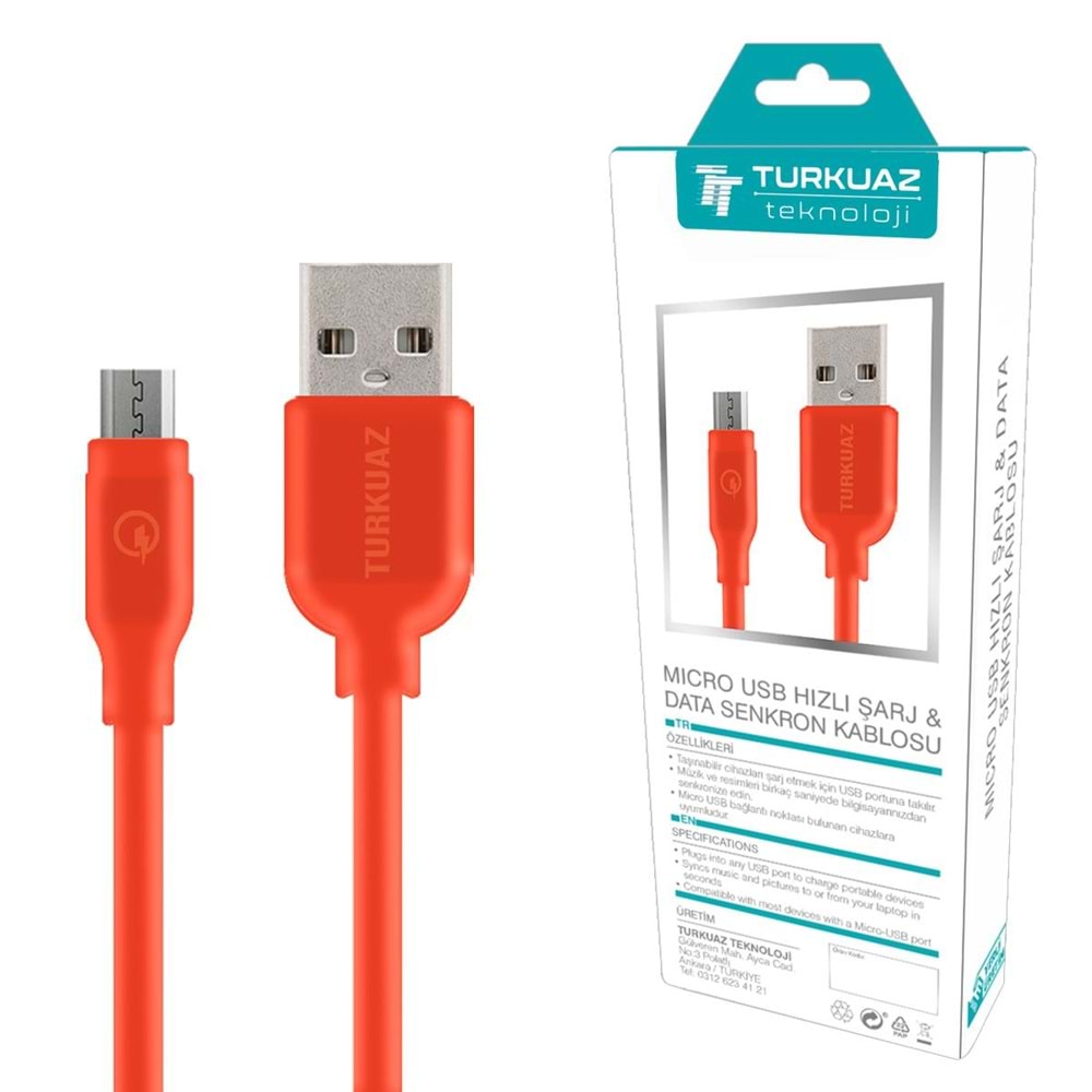 ŞARJ KABLO MICRO 2,4A BEYAZ 125CM TURKUAZ