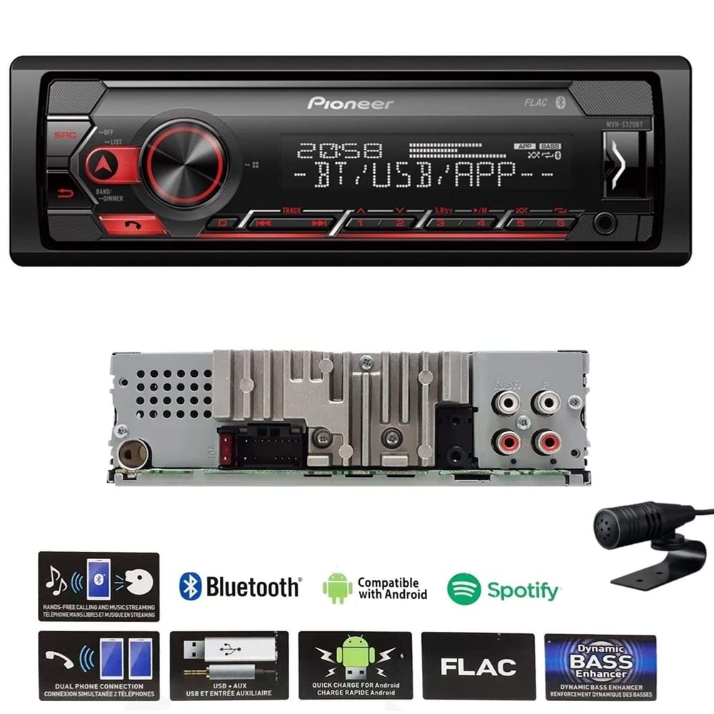 PIONEER MVH-S320BT Oto Teyp 4X50 Watt Bluetooth Usb Fm Aux