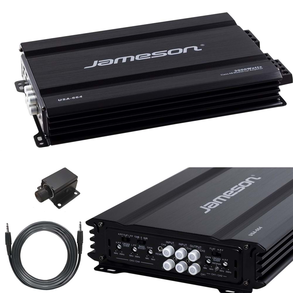 OTO ANFİ 3000W 4 KANAL BASS KONTROL JAMESON USA-664