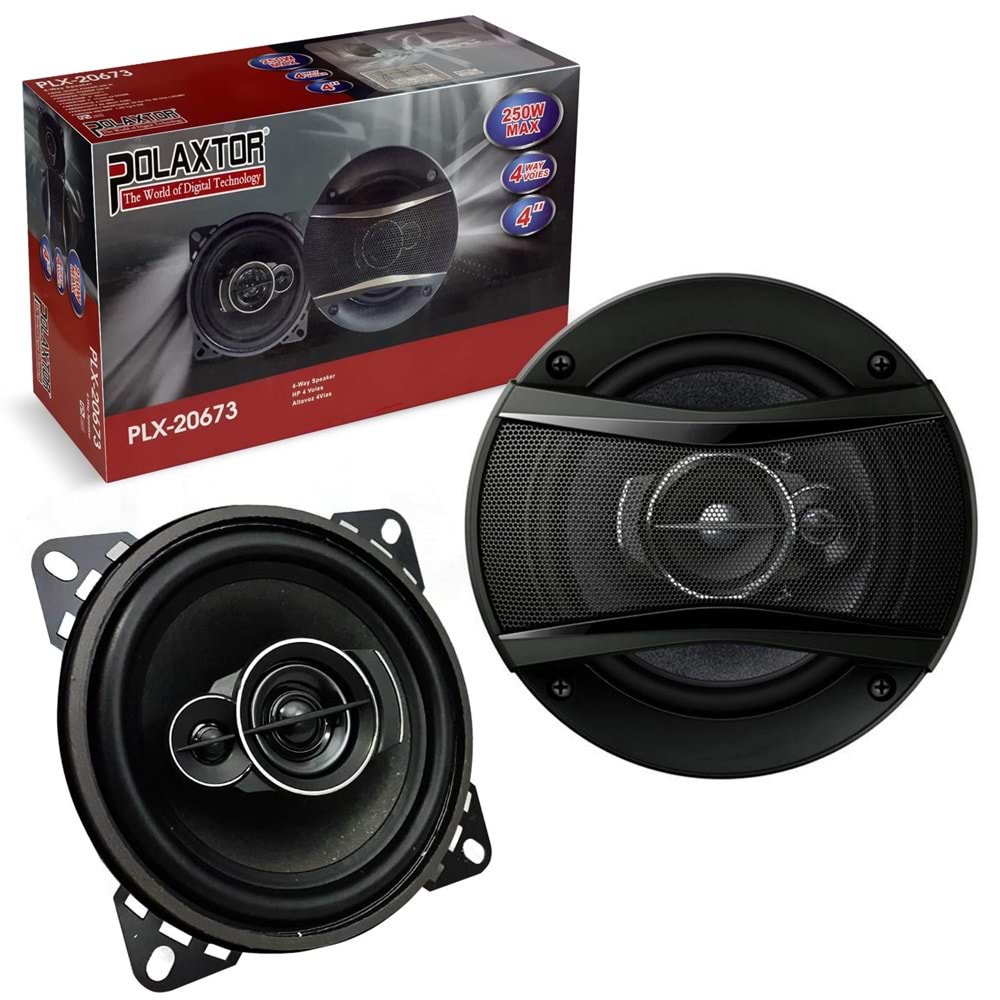 PLX-20673 Oto Hoparlör 10cm 250 Watt Kapaklı 2 Adet