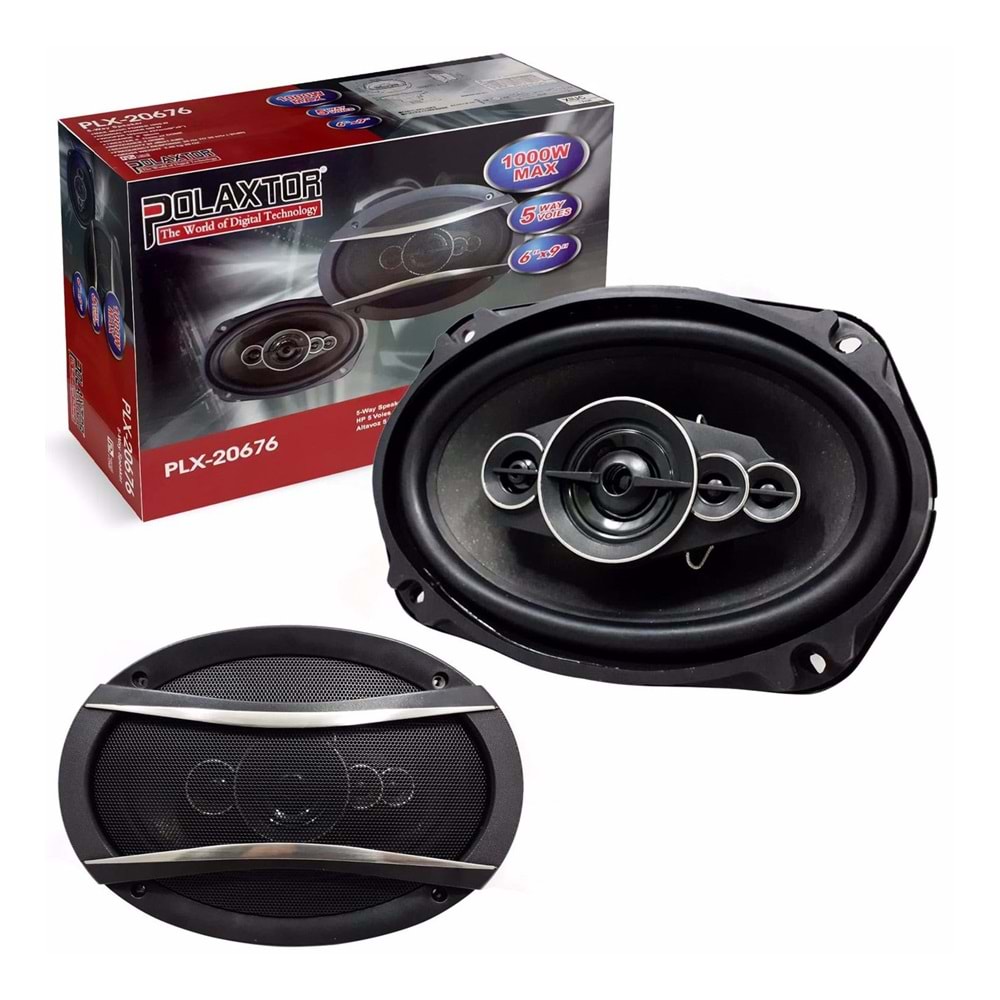PLX-20676 Oto Hoparlör Oval 6x9 İnç 1000 Watt Kapaklı 2 Adet