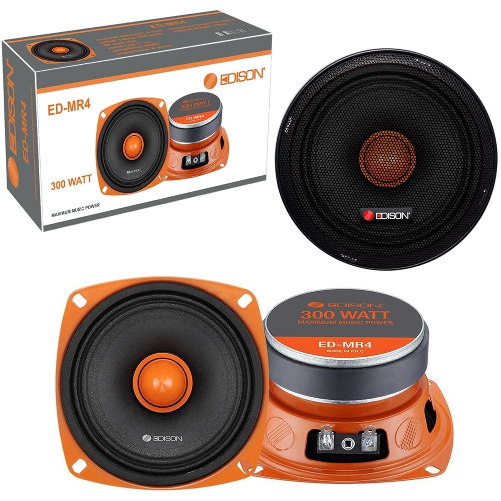 EDISON ED-MR4 PRO Oto Midrange 10cm 300 Watt Kapaklı 2 Adet