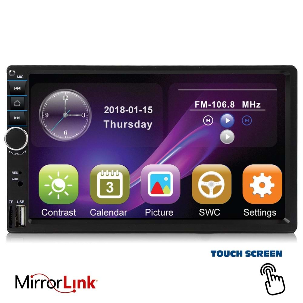 TWOGO GO-3300/GO-3330 Double Teyp 7 İnç 4x45 Watt Mirrorlink