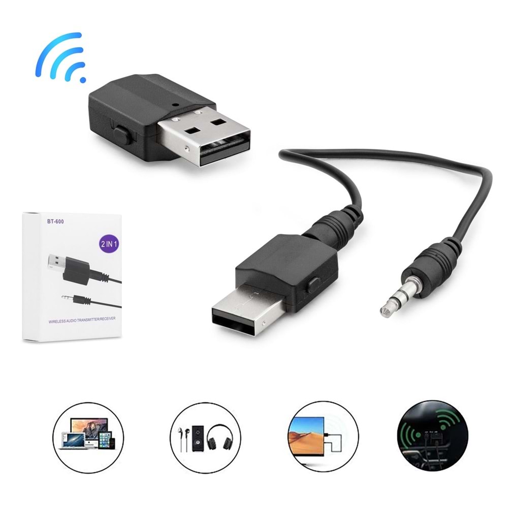 USB DONGLE BLUETOOTH 5,0 TRANSMITTER RECEIVER VERİCİ ALICI KABLOSUZ 2 IN 1 PIXLINK BT-600