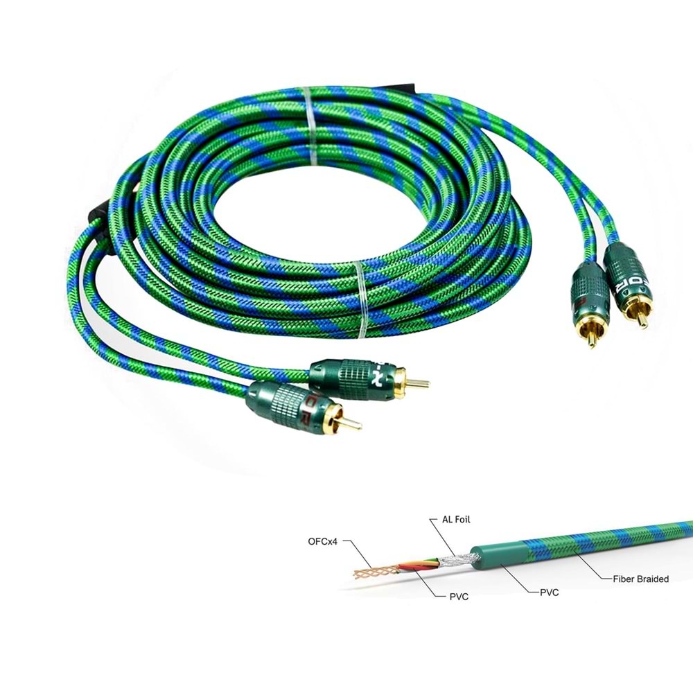 FOR-X X-1122G-5M 5MT BAKIR ANFİ KABLOSU 2RCA 2RCA