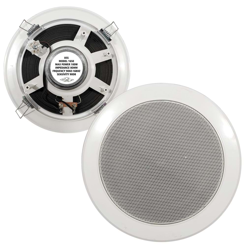 UNIVERSAL USS-1650 Alçıpan Tavan Hoparlör 16cm 200 Watt Beyaz