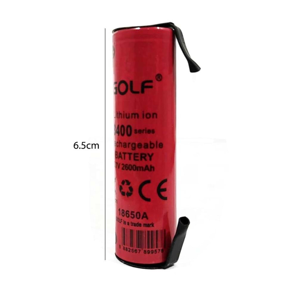 ŞARJLI PİL 3.7V 2600MAH 18650A PUNTALI 3400 SERİES GOLF