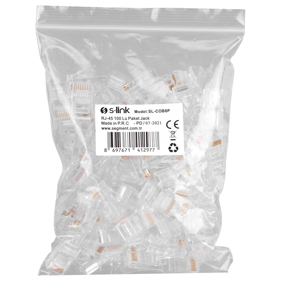 RJ45 SOKET CAT5 8P (100 ADET) S-LİNK SL-COB8P