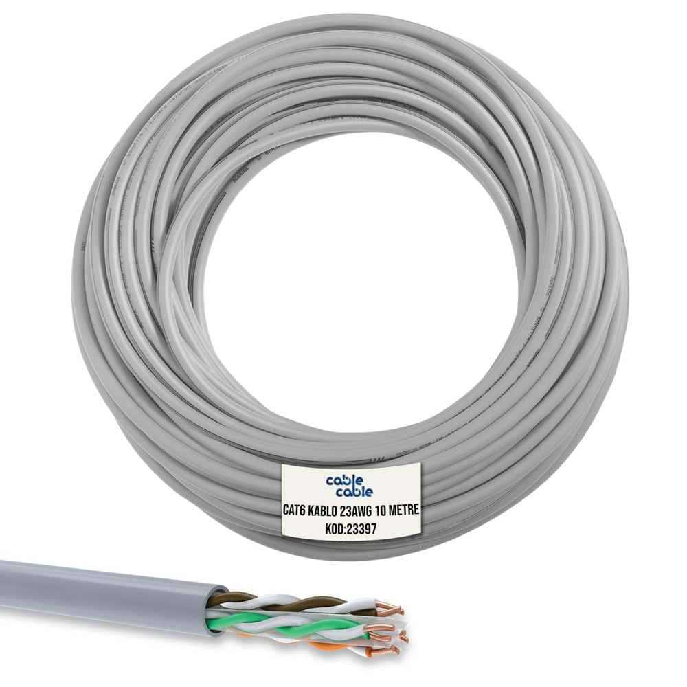 CABLECABLE Cat6 Kablo 23Awg 0,51mm 10 Metre