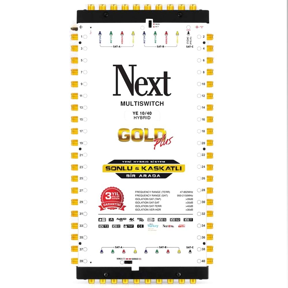 UYDU SANTRAL 10/40 SONLU KASKATLI MULTISWITCH HİBRİT (ADAPTÖR DAHİL) NEXT