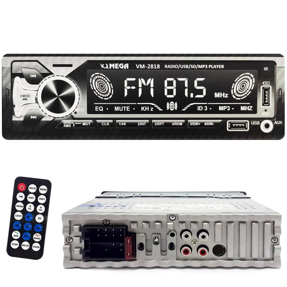 MEGA VM-2818 Oto Teyp 4X60 Watt Bluetooth Büyük Ekran