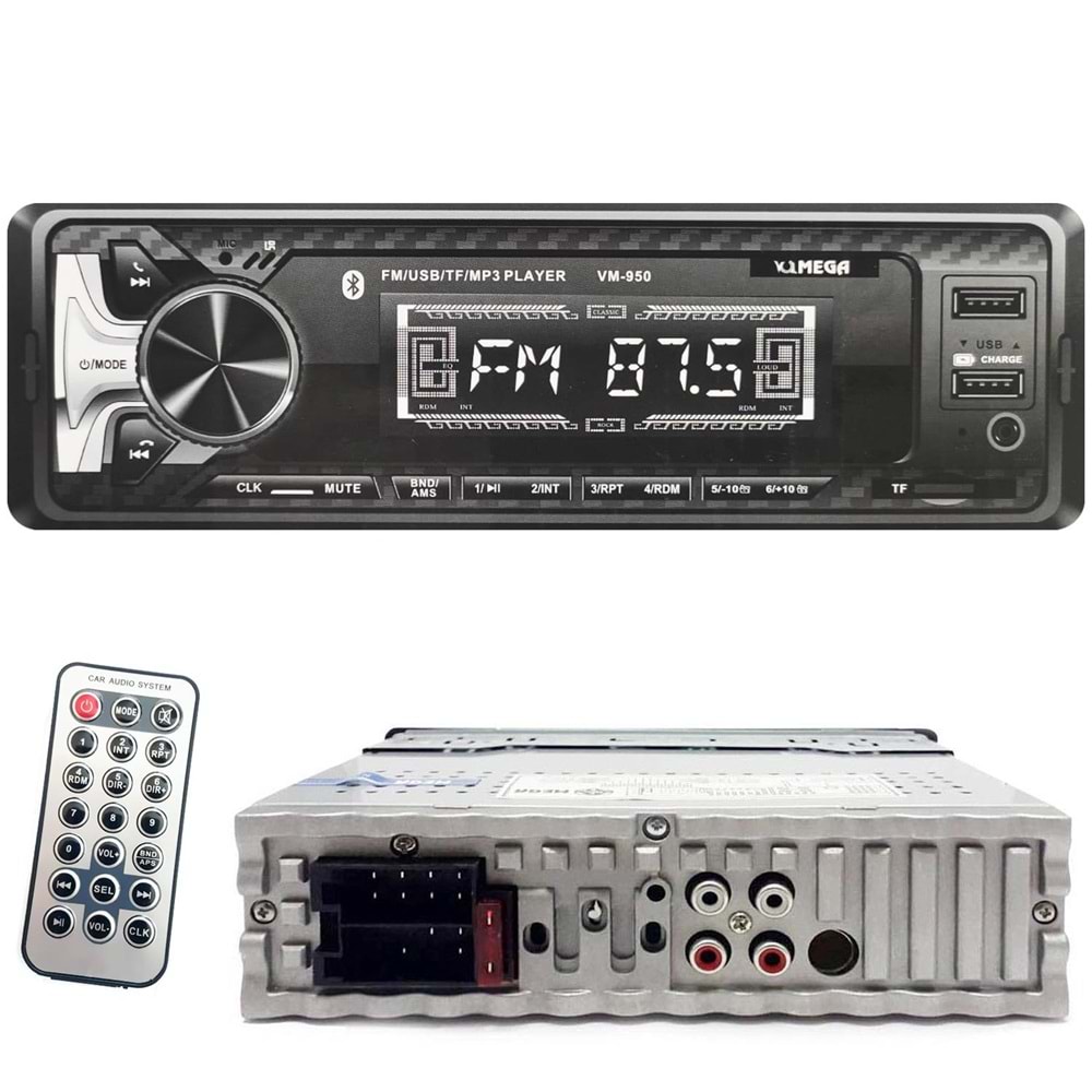 MEGA VM-950 Oto Teyp 4X60 Watt Bluetooth 2xUsb Sd Fm Aux