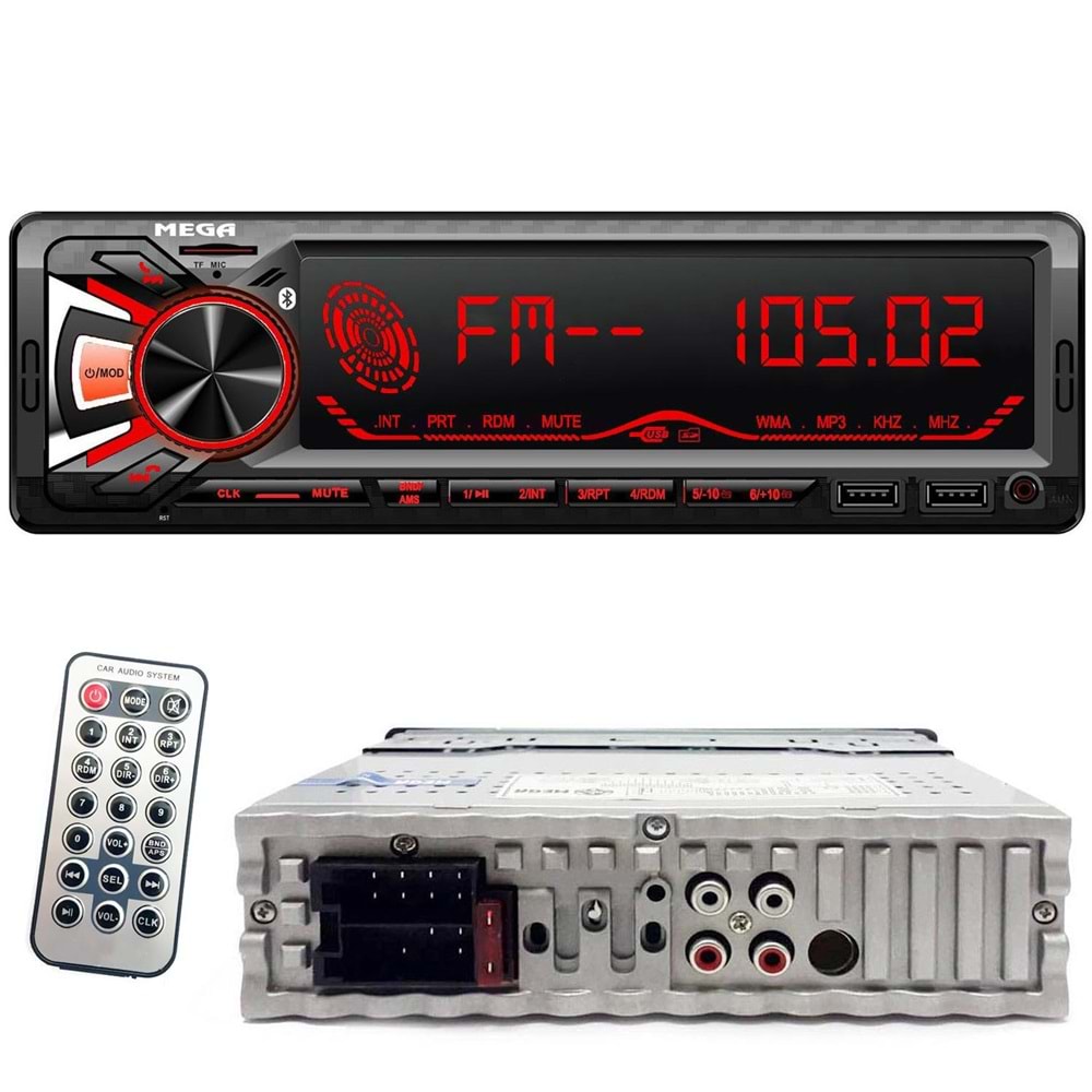 MEGA VM-848 Oto Teyp 4X65 Watt Bluetooth Büyük Ekran