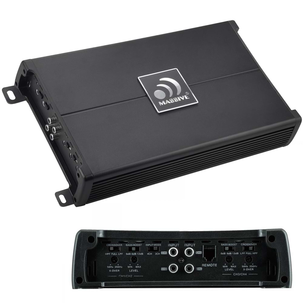 MASSIVE MS-B4000,4K Oto Anfi Stereo 4000 Watt 4 Kanal