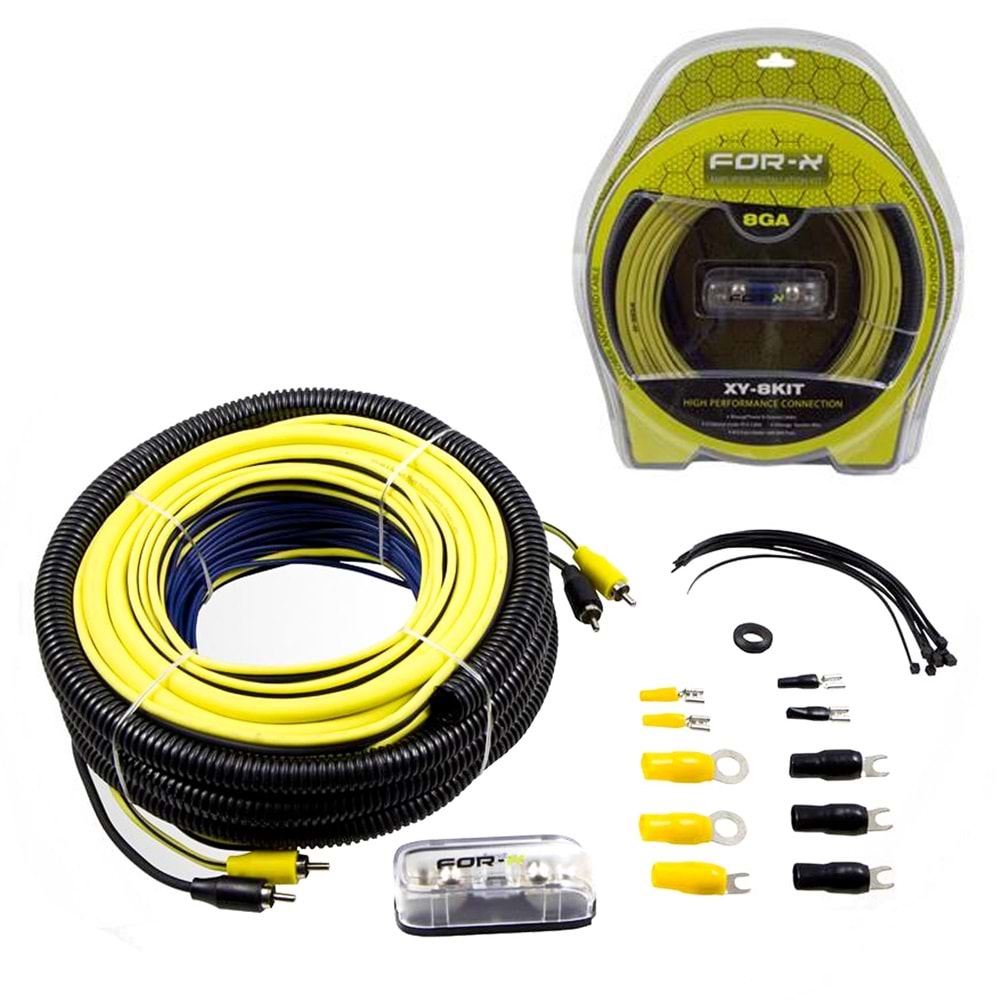 FOR-X XY-8KIT Oto Anfi Kablo Seti 8GA Bakır Vakumlu