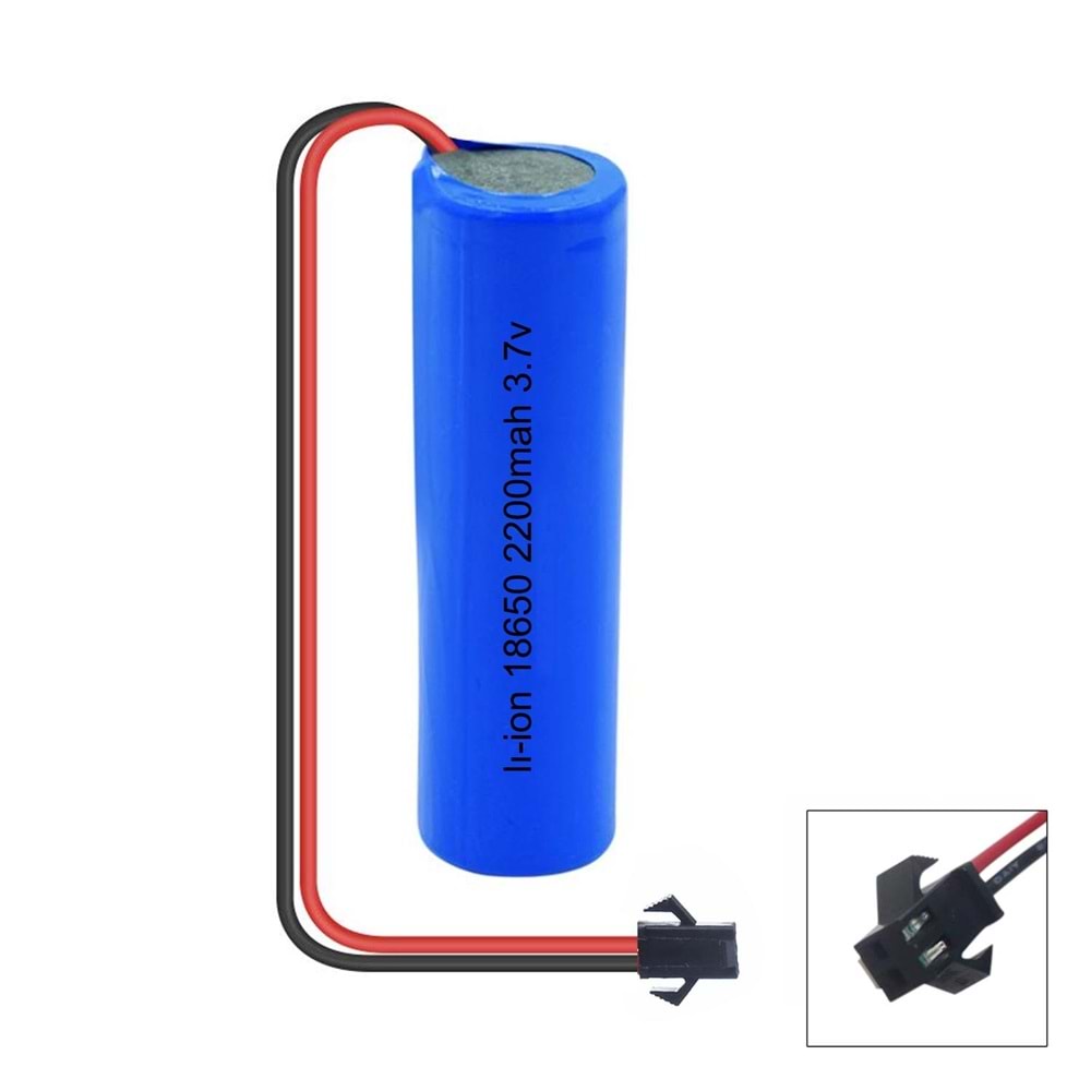 ŞARJLI PİL SOKETLİ 3,7V 2200MAH 18650 Lİ-İON SİYAH UÇ EFCELL