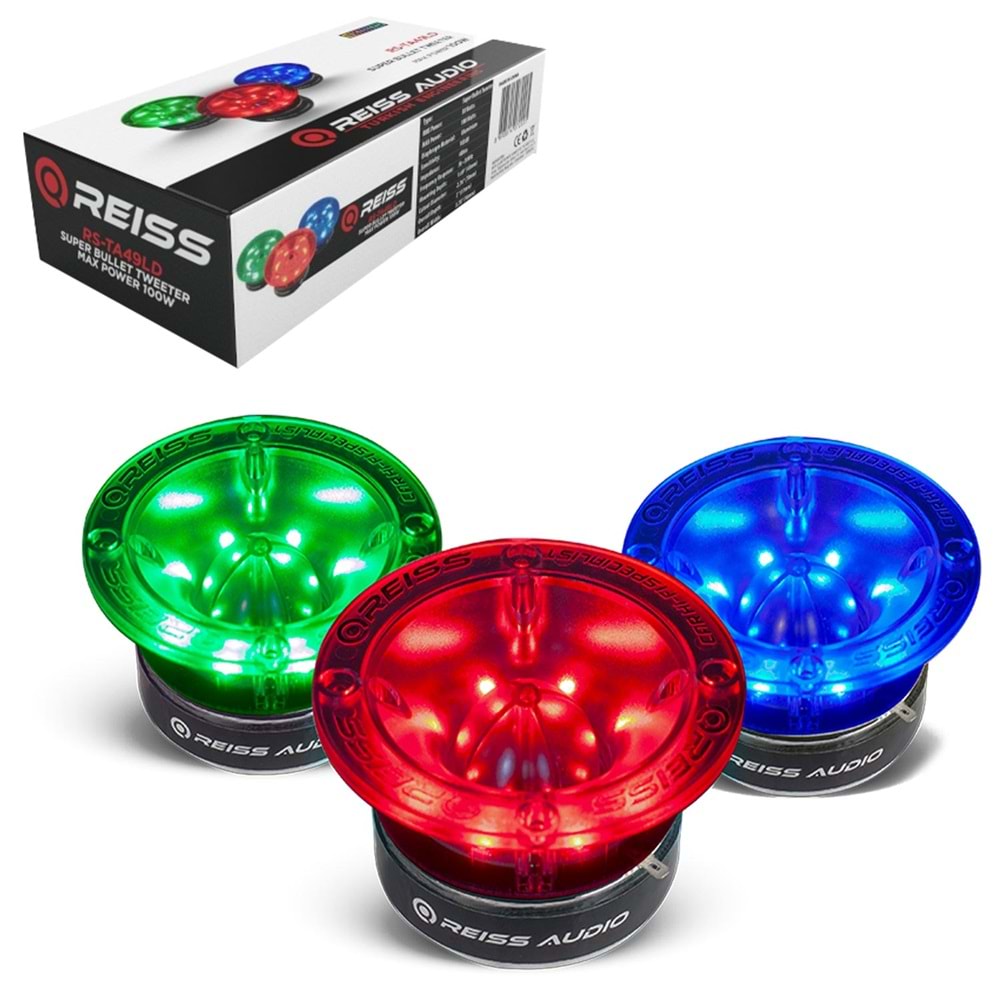 REISS AUDIO RS-TA49LD Tweeter Bullet 10cm 100 Watt Rgb Ledli 2 Adet