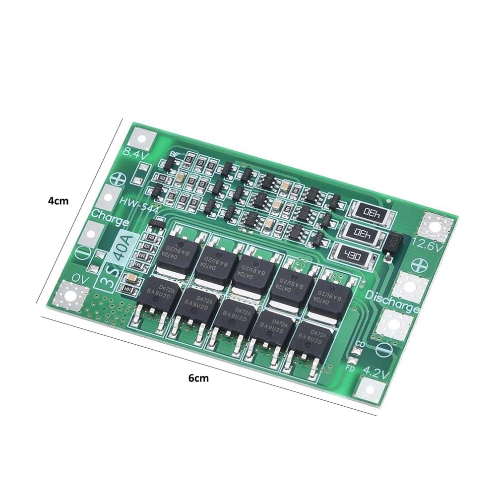 PİL ŞARJ KORUMA KARTI BMS 18650 LİTYUM 40A 3S