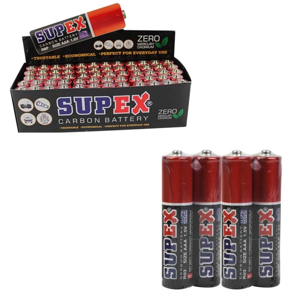 SUPEX R03 AAA İnce Kalem Pil Carbon 60Lı Paket