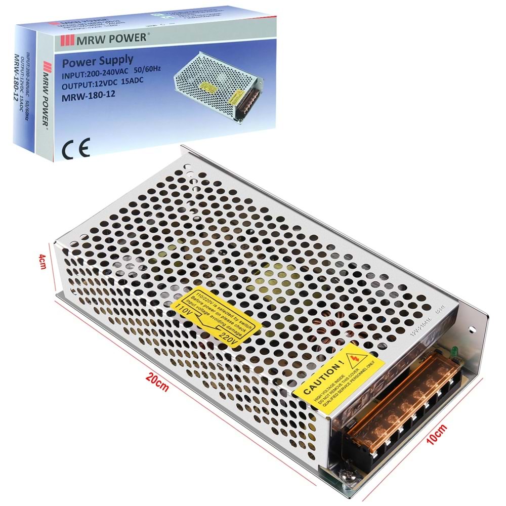 MRW-180-12 Metal Kasa Adaptör 12 Volt 15 Amper