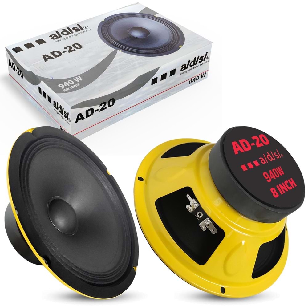 ADS AD-20 Oto Hoparlör 20cm 900 Watt Kapaklı 2 Adet