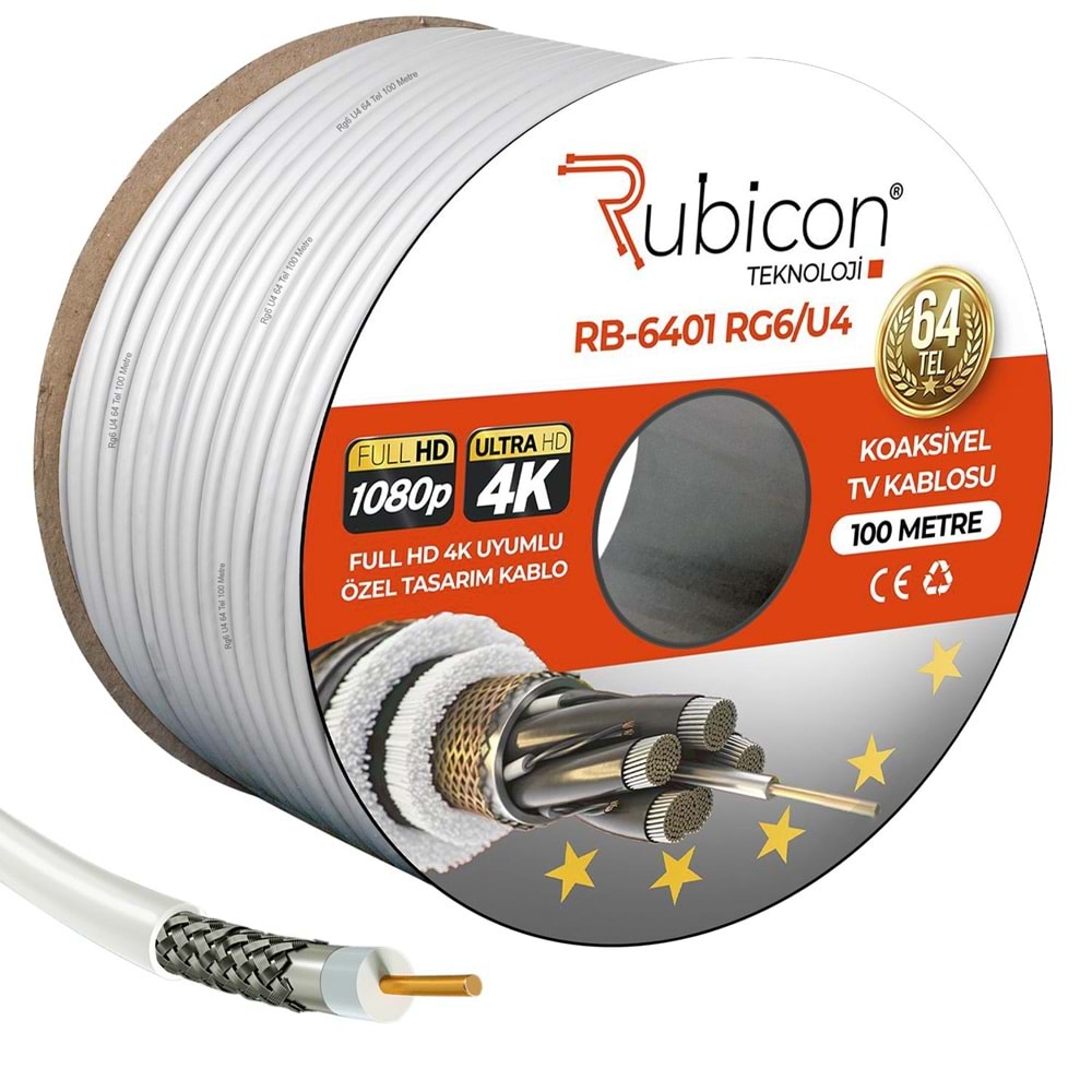 RUBICON RB-6401 Anten Kablosu RG6 U4 64 Tel 100 Metre