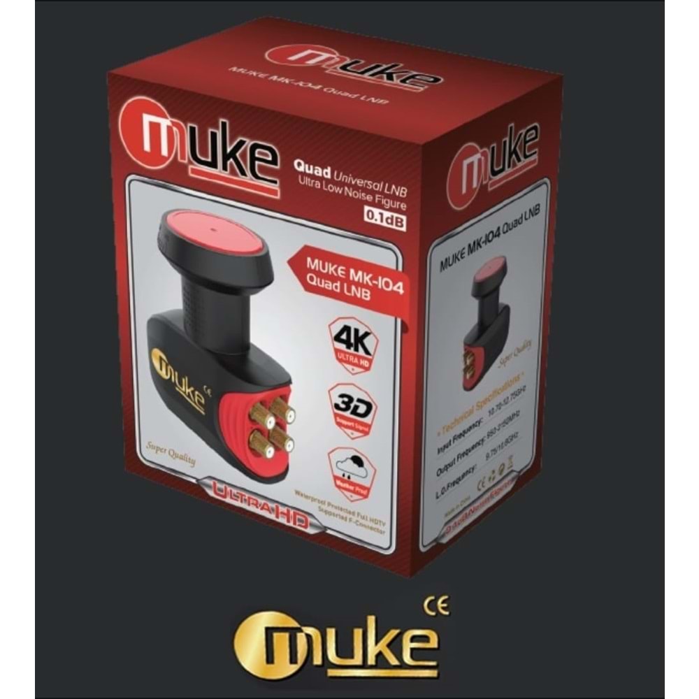 MUKE MK 104 QUAD LNB 0,1dB FULL HD 4K 3D UYUMLU