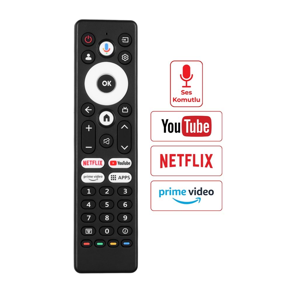 MUKE ML9730S ARÇELİK A65E 795B - BEKO B43 D 697B - GRUNDİG NETFLIX-YOUTUBE-PRIME-APPS SES KOMUTLU KUMANDA