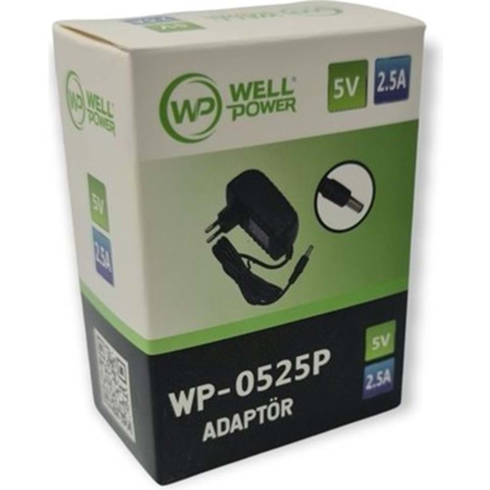 WELLPOWER WP-0525P 5 VOLT 2,5 AMPER PLASTİK KASA 5,5X2,5 MM