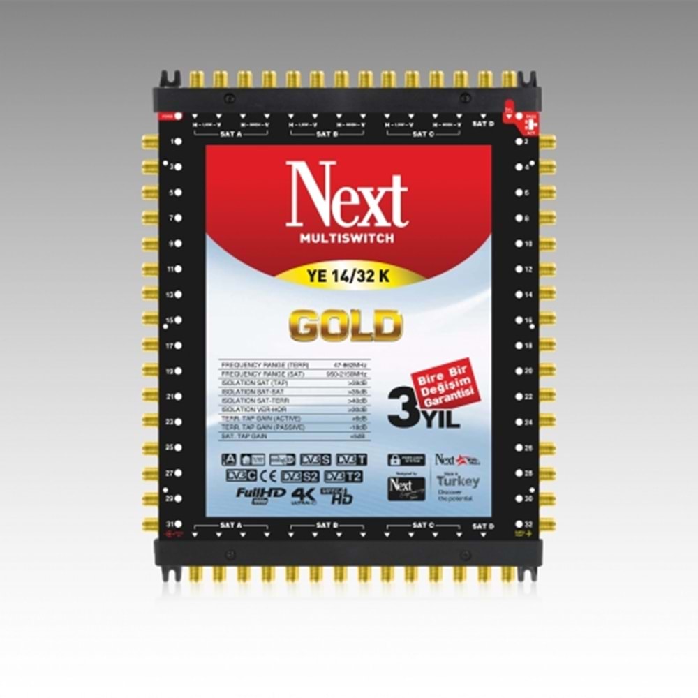 NEXT YE-14/32 SONLU SANTRAL 3 UYDU GİRİŞLİ 32 ÇIKIŞLI