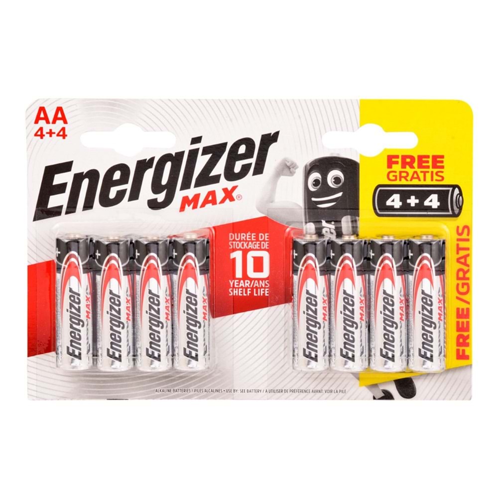 ENERGIZER AA-LR6 MAX ALKALİN 4+4 ADET KALEM PİL