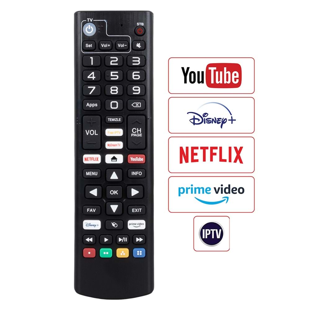 MUKE ML0341 DREAMSTAR ANDROID NETFLIX-YOUTUBE-PRIME VIDEO TUŞLU TV UYUMLU UYDU KUMANDASI