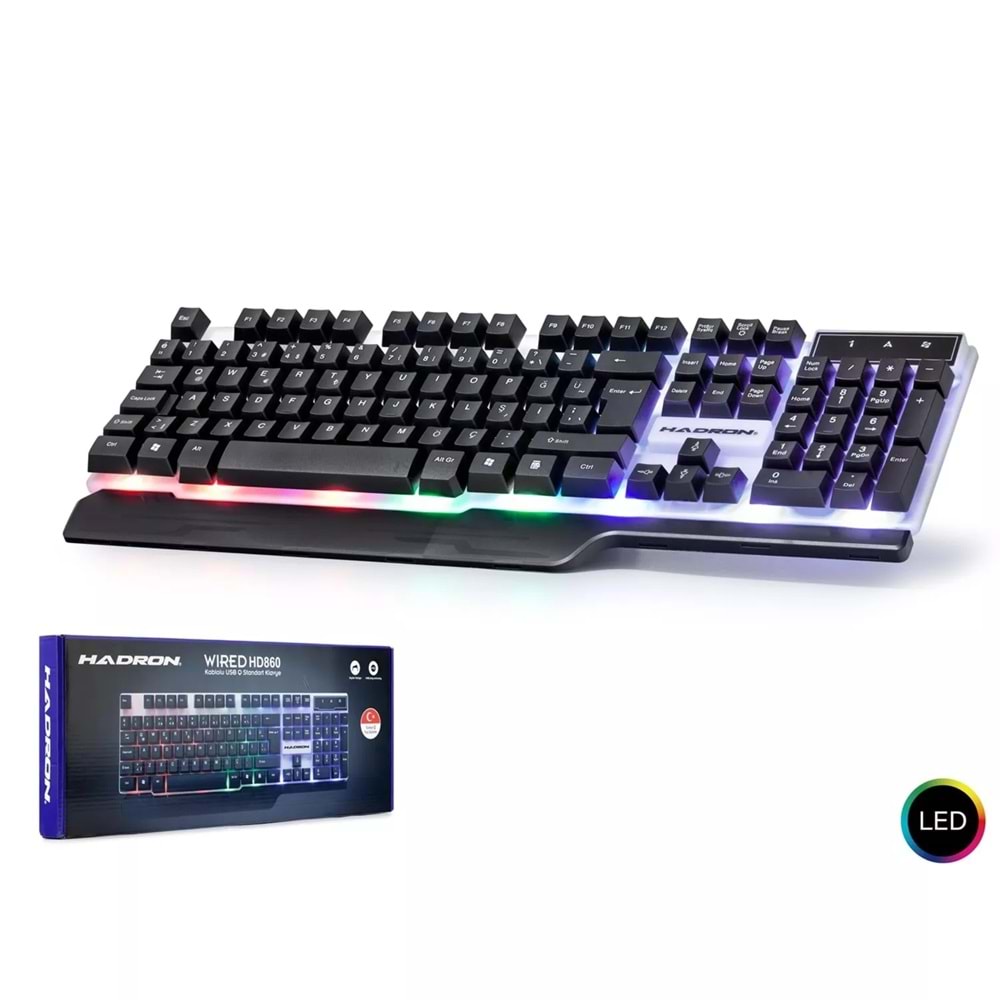HADRON HD-860 LEDLİ OYUN Q KLAVYE USB KABLOLU