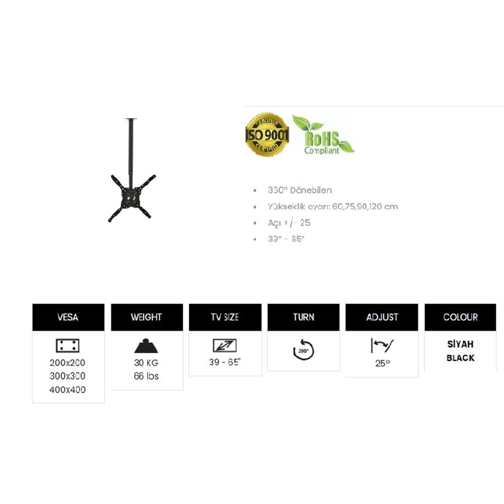 VONTECH LCD ASKI APARATI TAVAN VT-13955 39