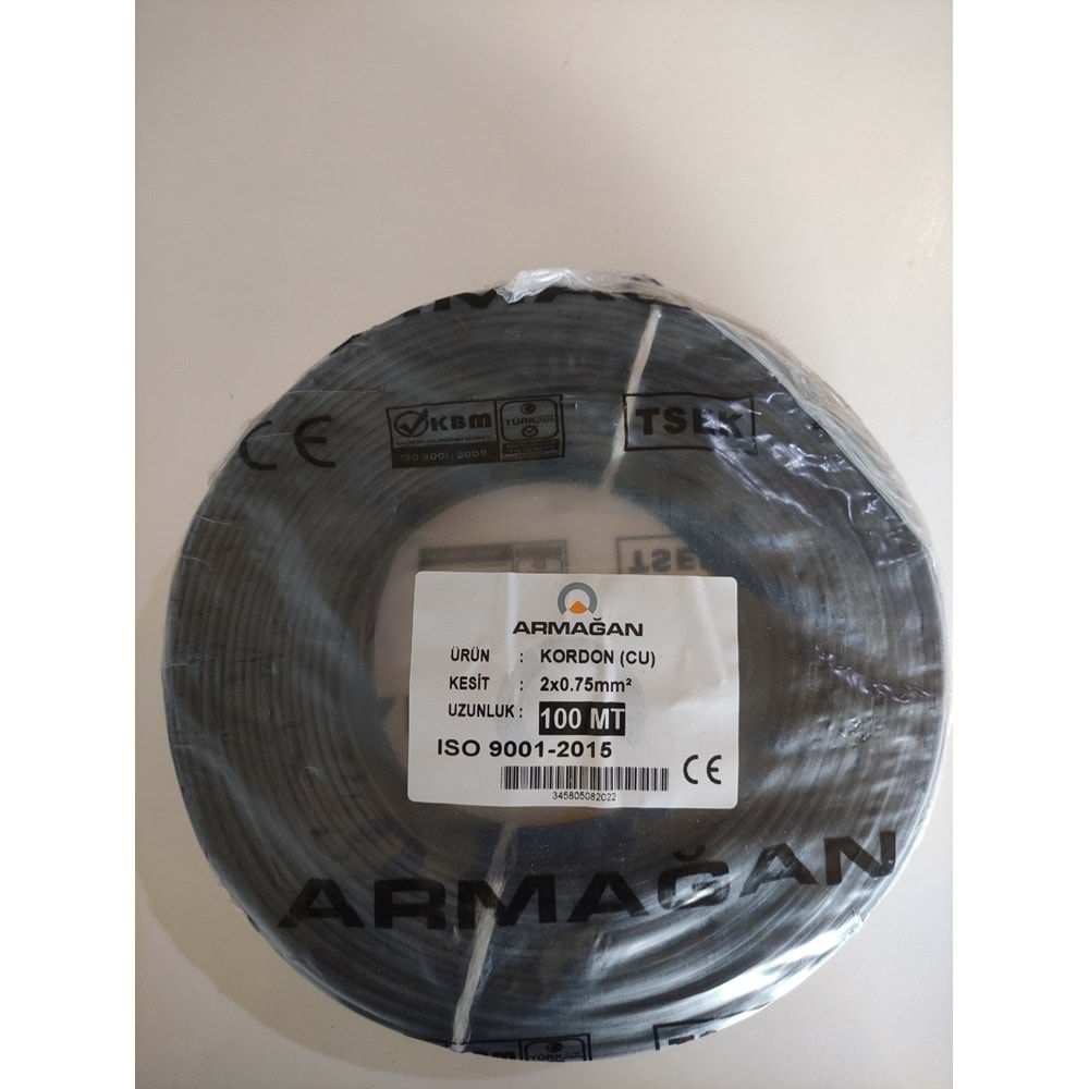 ARMAĞAN HOPARLÖR KABLOSU 2X0,75 100 MT SİYAH BAKIR ( CU )