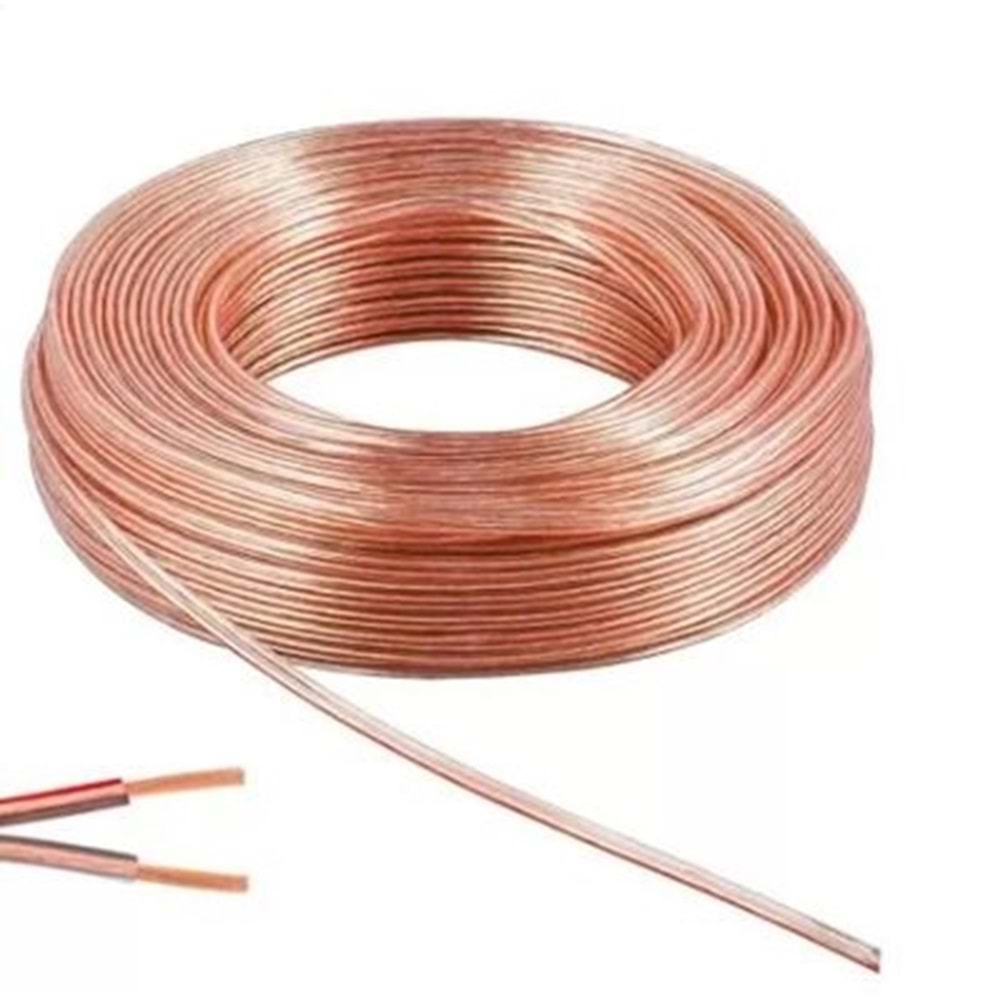 ARMAĞAN HOPARLÖR KABLOSU 2X1,50 100 MT ŞEFFAF BAKIR ( CU )