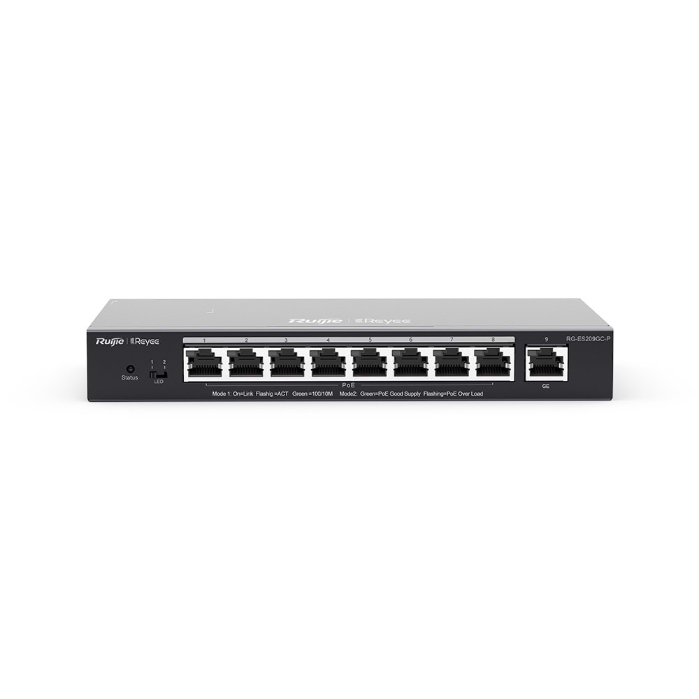 RUIJIE REYEE RG-ES209GC-P 8 PORT +1 UPL,120W 10/100/1000 POE/POE RUJIE CLOUD YONETILEBILIR