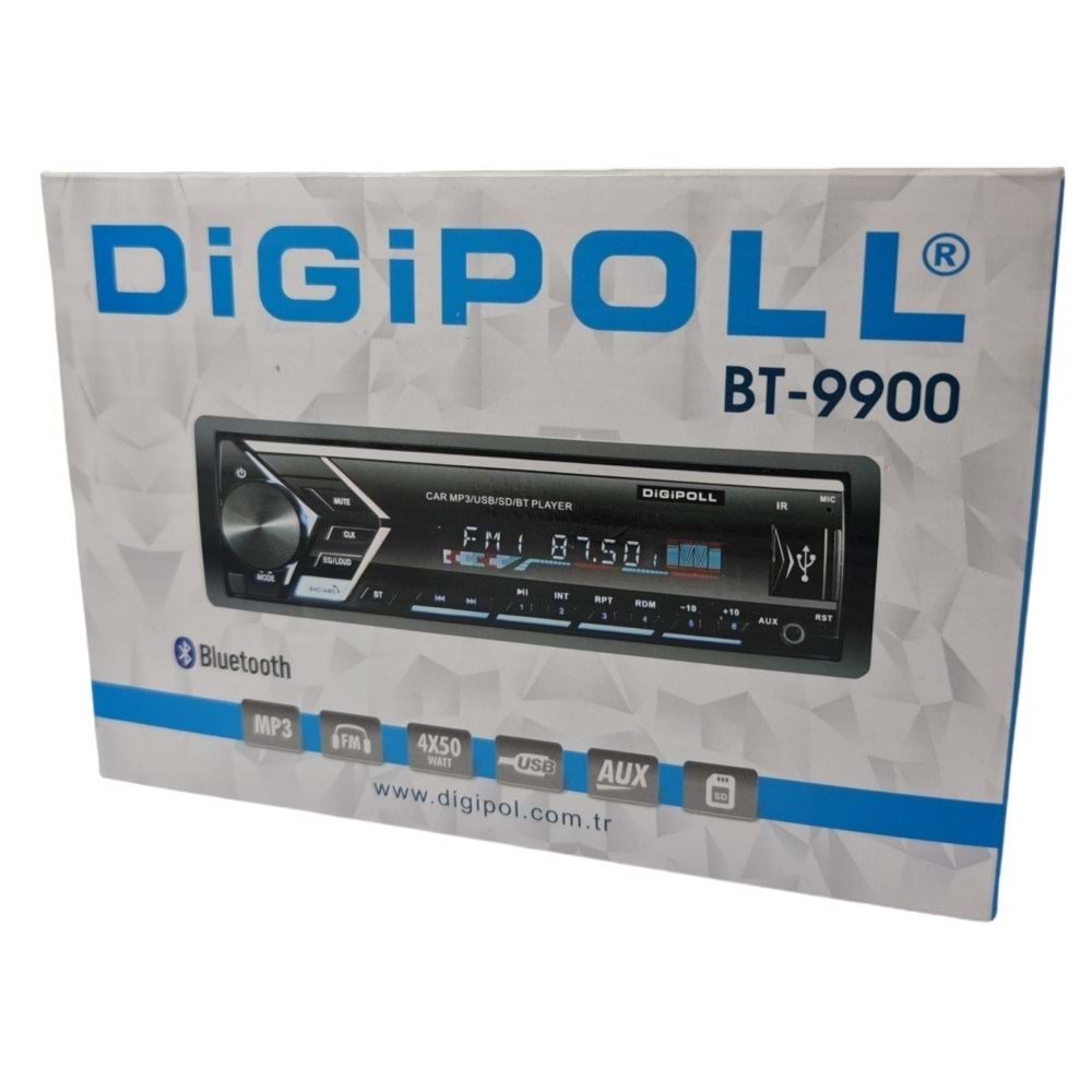 DİGİPOLL BT-9900 4X50W BT/USB/SD/FM/AUX/MP3 OTO TEYP